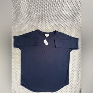 LOFT Blue 3/4 Sleeve Tee Classic Crew Neck